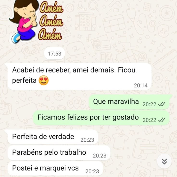 Print WhatsApp — Ficou perfeita, parabéns pelo trabalho